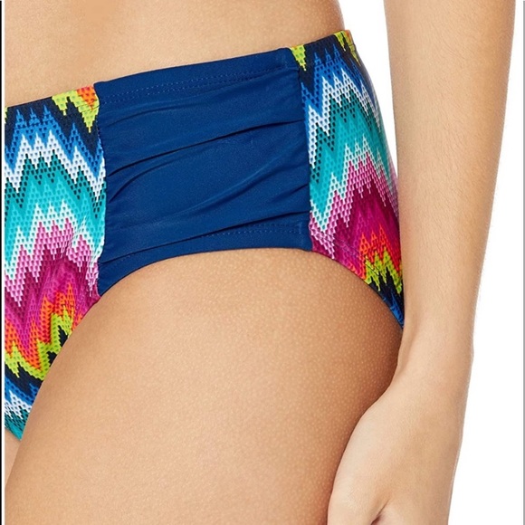 Skechers Women’s Flamin Hot Hipster Bikini Bottom Swimwear Blue Zigzag Medium - Picture 9 of 16